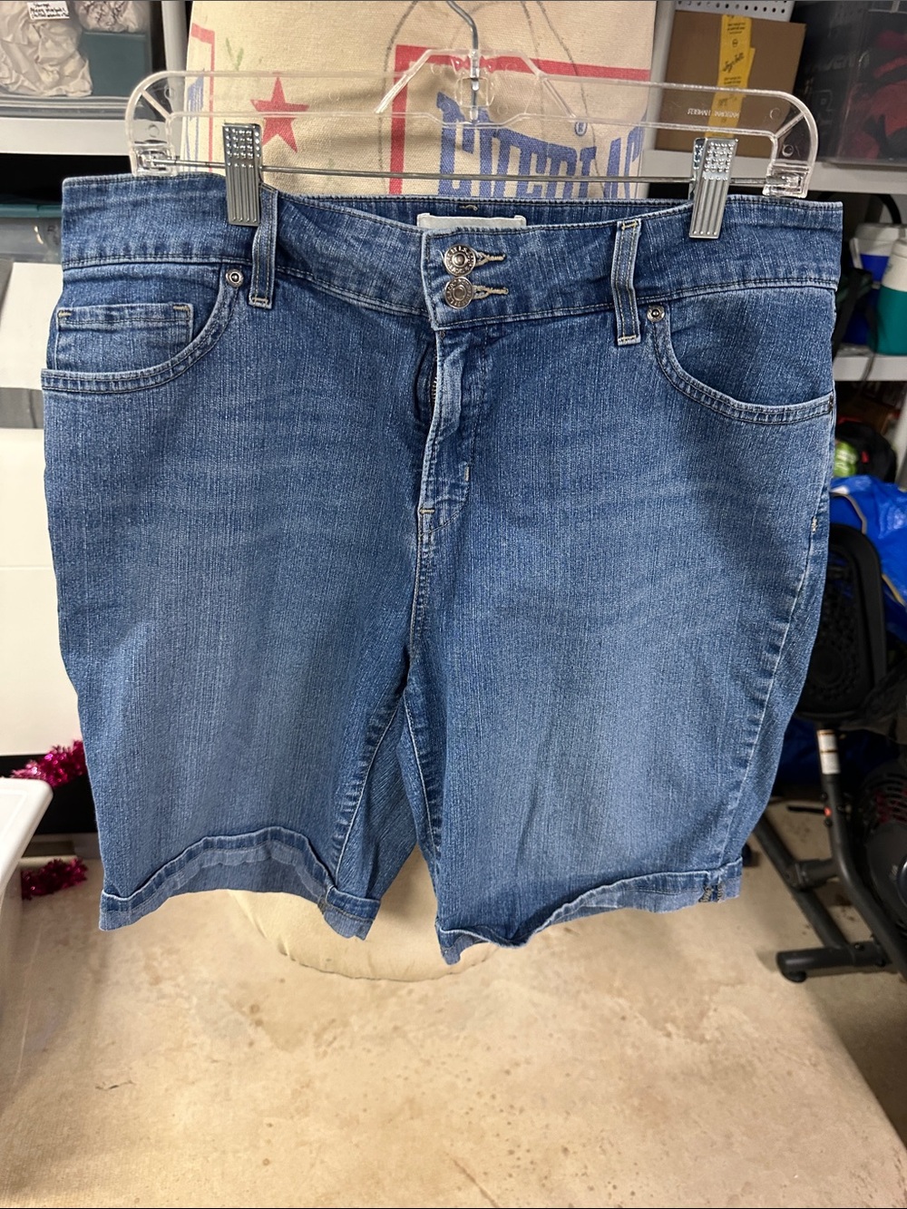 Signature by Levi Strauss Blue Denim Mid-Length Jean Shorts